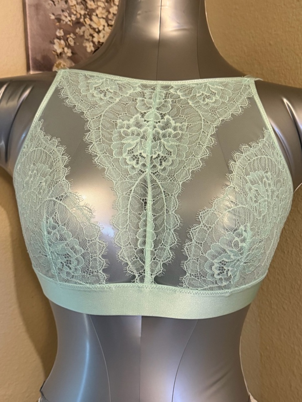 Soma Mint Green High-Neck Lace Bralette